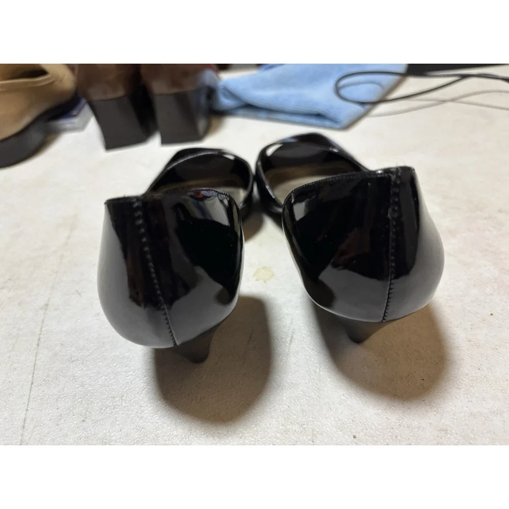Steve Madden Vintage Pumps Black High Heels,‎ Size 7.5Open Toe, Leather